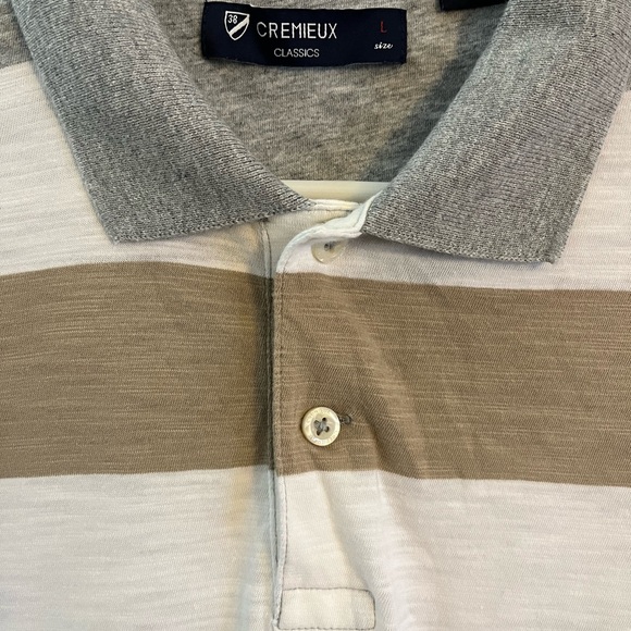 Daniel Cremieux Men's Gray and Tan Striped Polo Shirt - Picture 1 of 8